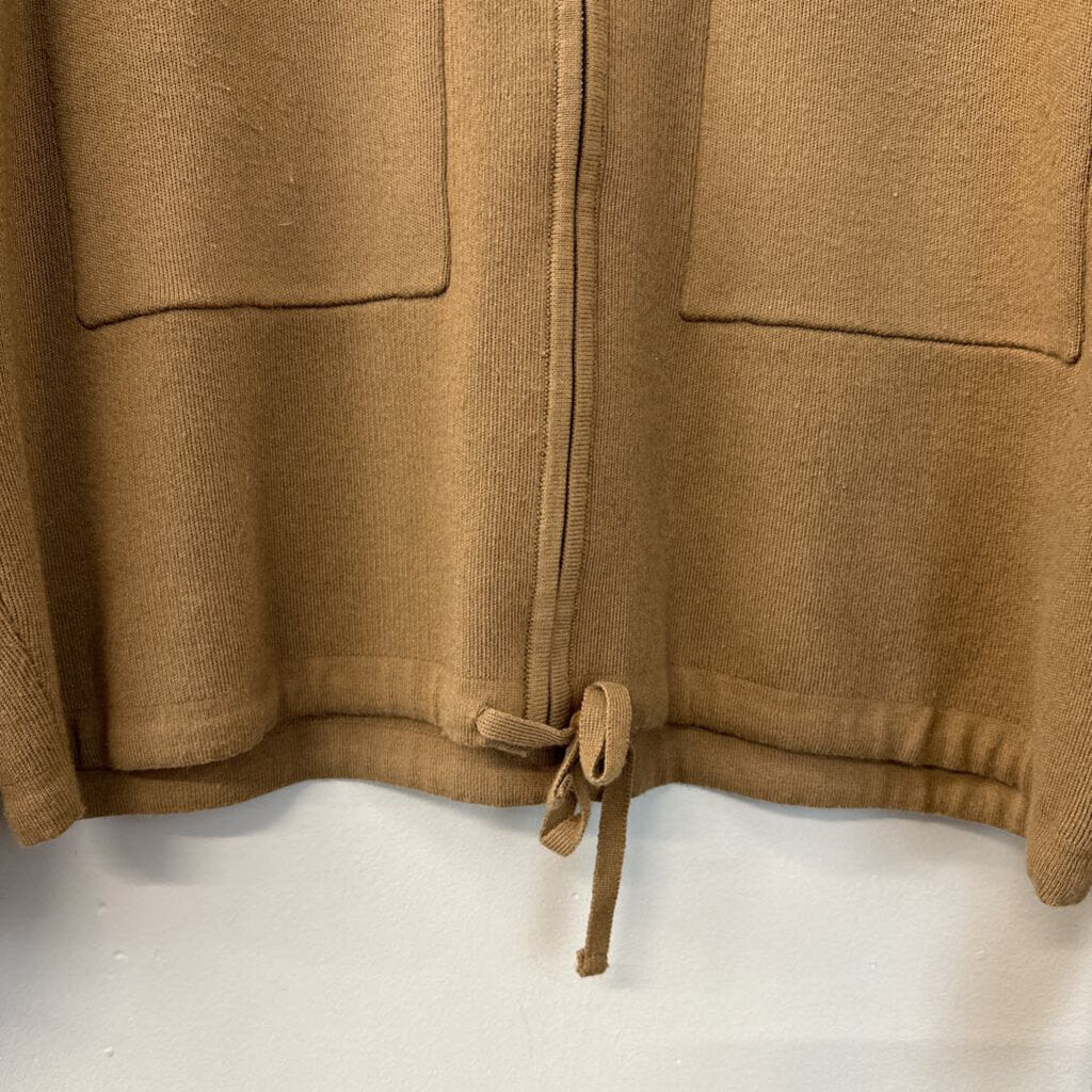 All Row Brown Zip Up Collared Long Sleeve Top Large