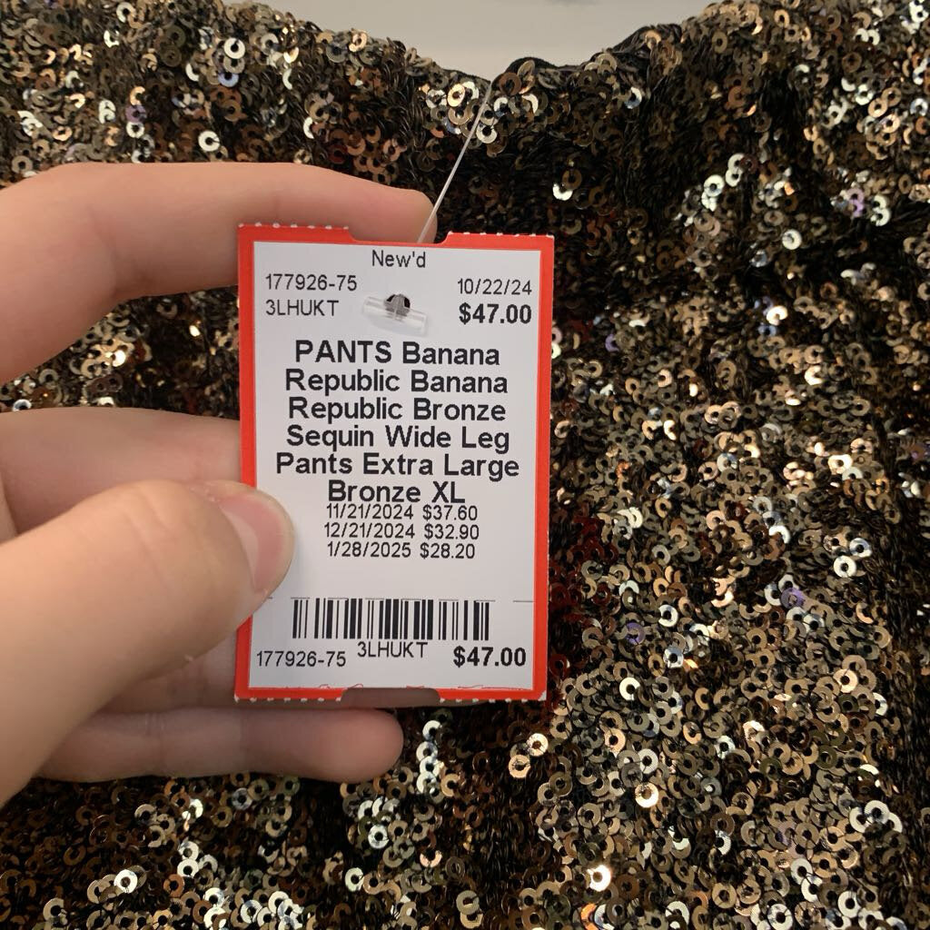 Banana Republic Bronze Sequin Wide Leg Pants Extra Large