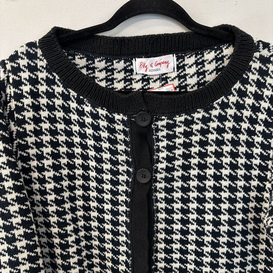 Bkg and Company Black/ White Houndstooth Cardigan Jacket Small