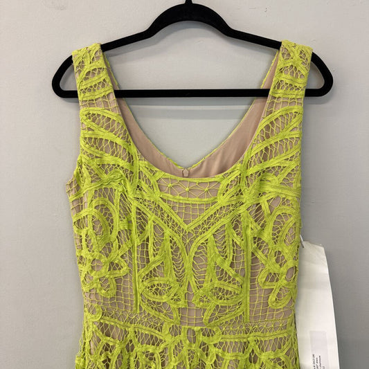 Korovilas Beige/ Lime Green Lace Midi Dress 12