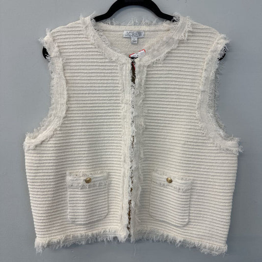 J Crew Cream Ribbed Frayed Edge Vest Extra Large