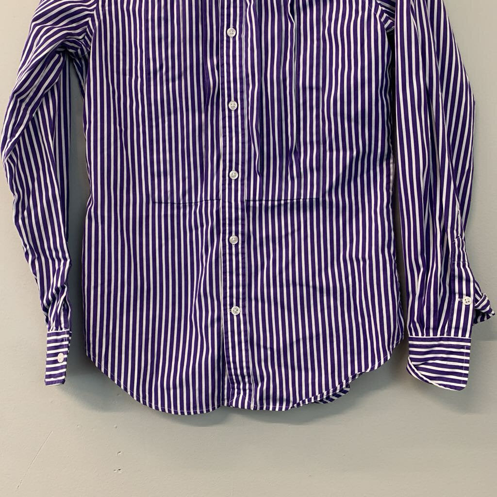 Ralph Lauren Blue/ White Striped Long Sleeve Button Down Top 4