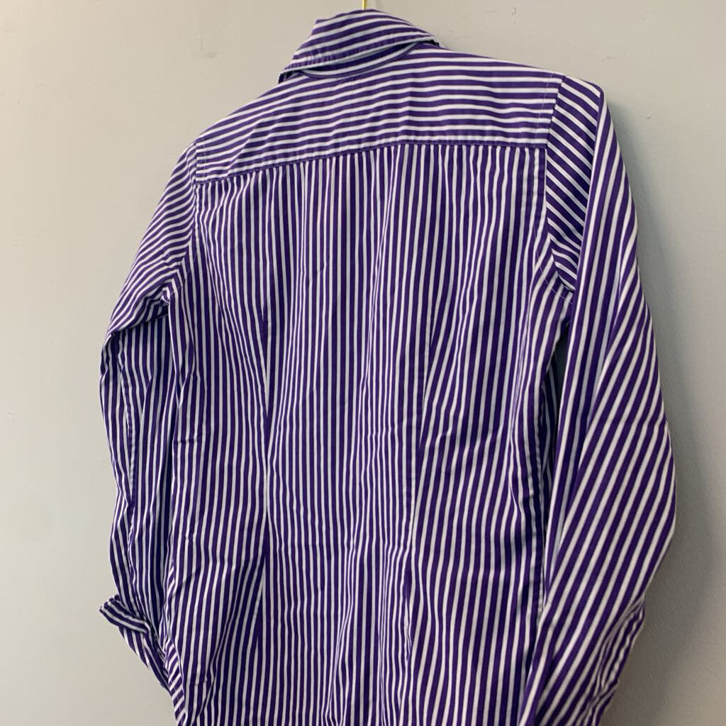 Ralph Lauren Blue/ White Striped Long Sleeve Button Down Top 4