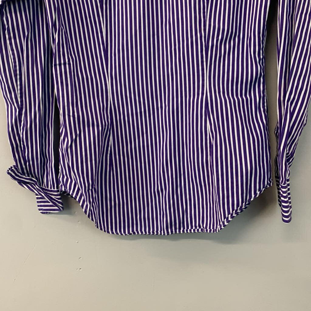 Ralph Lauren Blue/ White Striped Long Sleeve Button Down Top 4