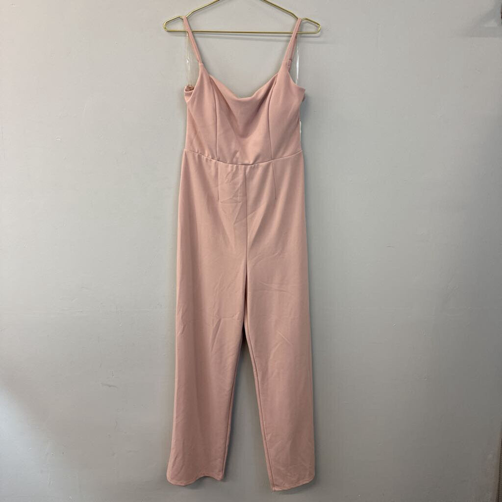 Altar'd State Pink Lace Back Detail Jumpsuit Large