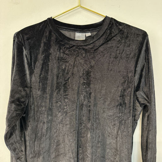 Asos Black Velvet Long Sleeve Top Medium