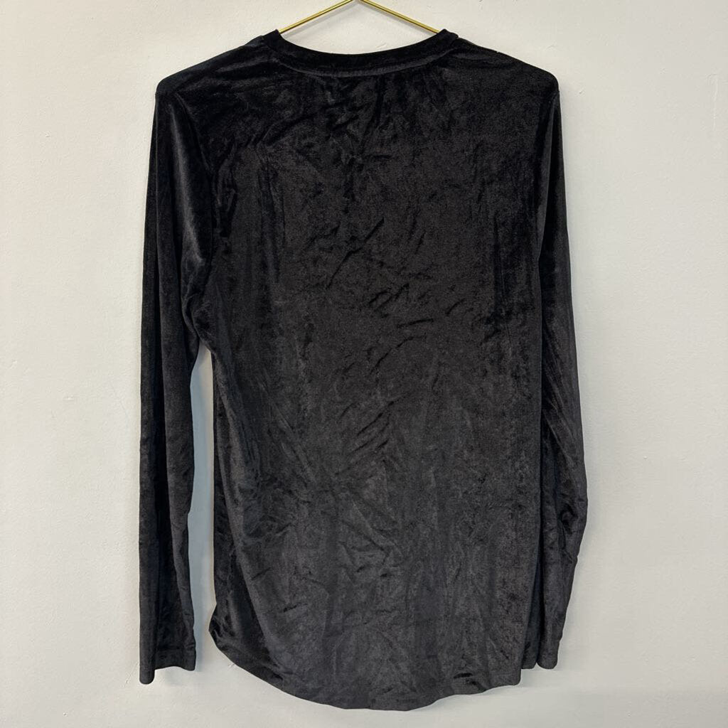 Asos Black Velvet Long Sleeve Top Medium