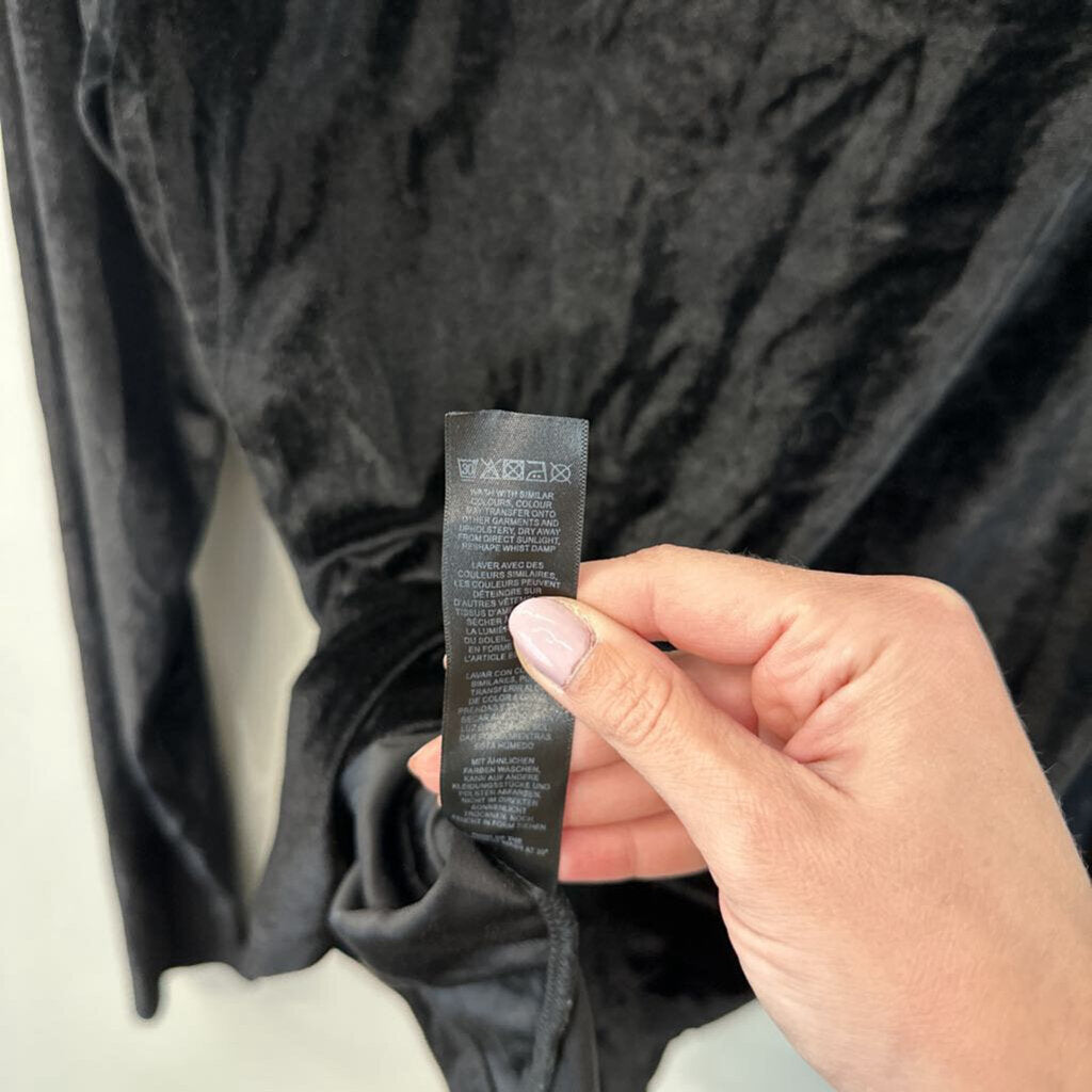 Asos Black Velvet Long Sleeve Top Medium