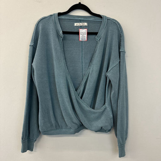 We The Free Blue Deep V Neck Long Sleeve Top Small