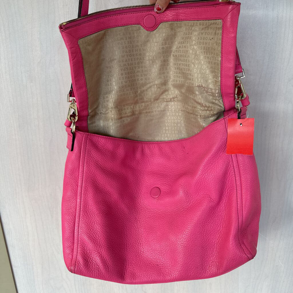 Kate Spade Pink Pebbled Leather Fold Over Purse