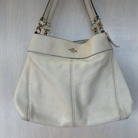 Coach Cream Pebbled Leather Lexy Saddle Bag Purse