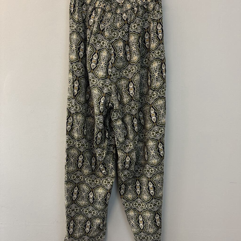 Vintage Green/ Cream Print High Waisted Pants Medium