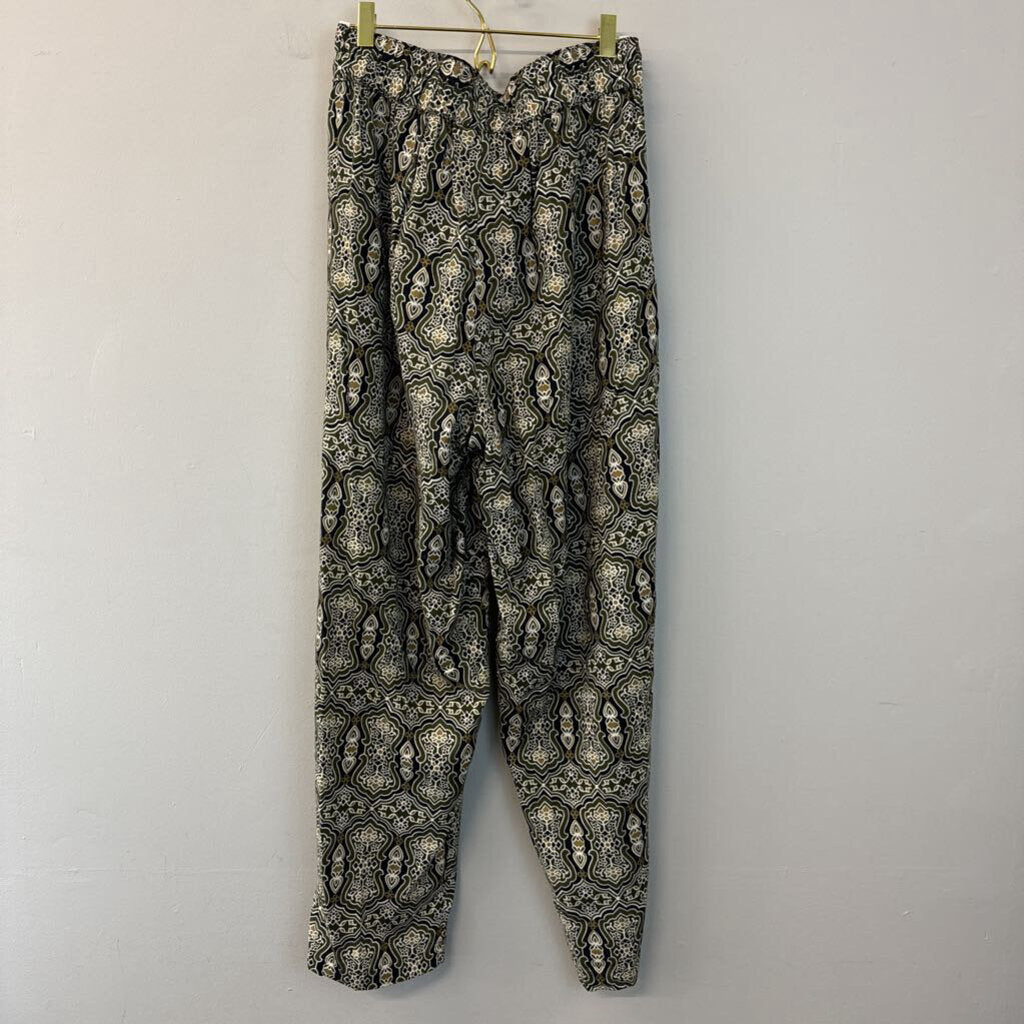 Vintage Green/ Cream Print High Waisted Pants Medium