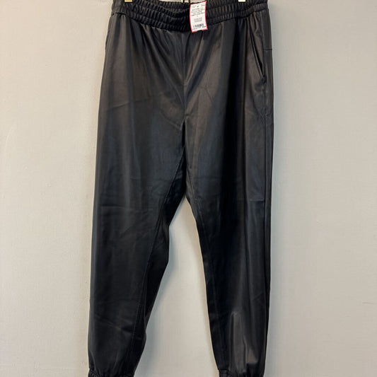 C by One Black Faux Leather Joggers Large