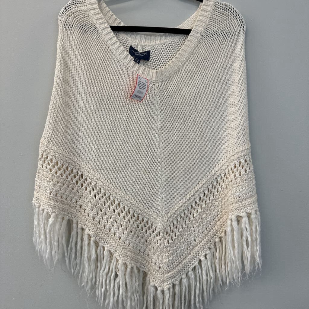 American Eagle Cream Knit Poncho Medium