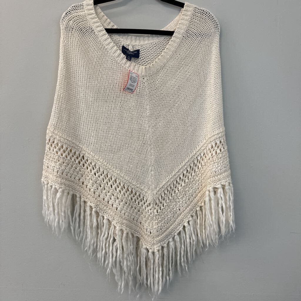 American Eagle Cream Knit Poncho Medium