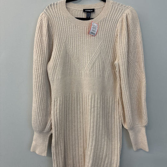 Express Cream Knit Long Sleeve Sweater Dress Large