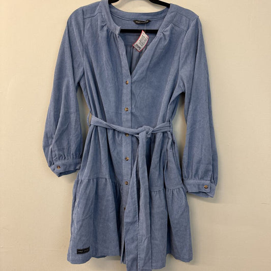 Simply Southern Blue Corduroy Long Sleeve Dress Medium