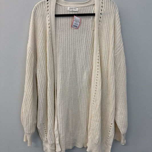 The Post Cream Knit Long Sleeve Open Front Sweater Large