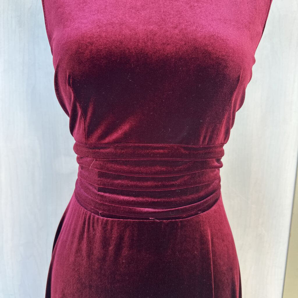 Jessica Howard Burgundy Velvet Sleeveless Long Formal Dress 12