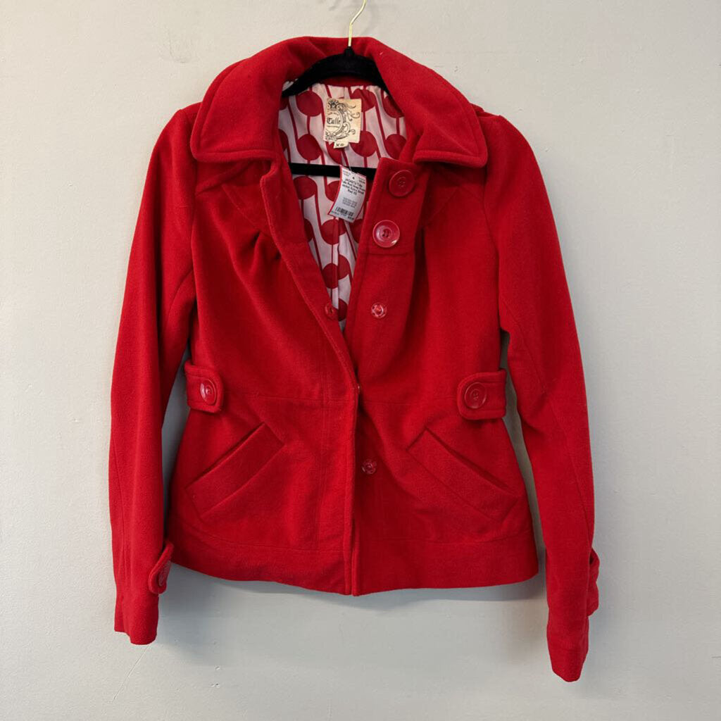 Tulle Red Snap Front Jacket Extra Small