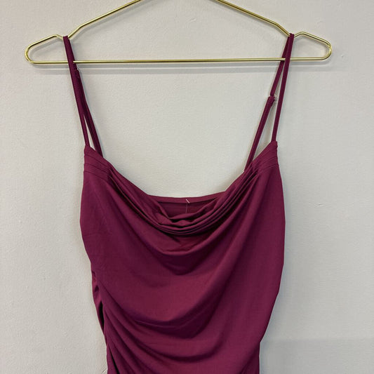 Cranberry Ruched Midi Dress Medium