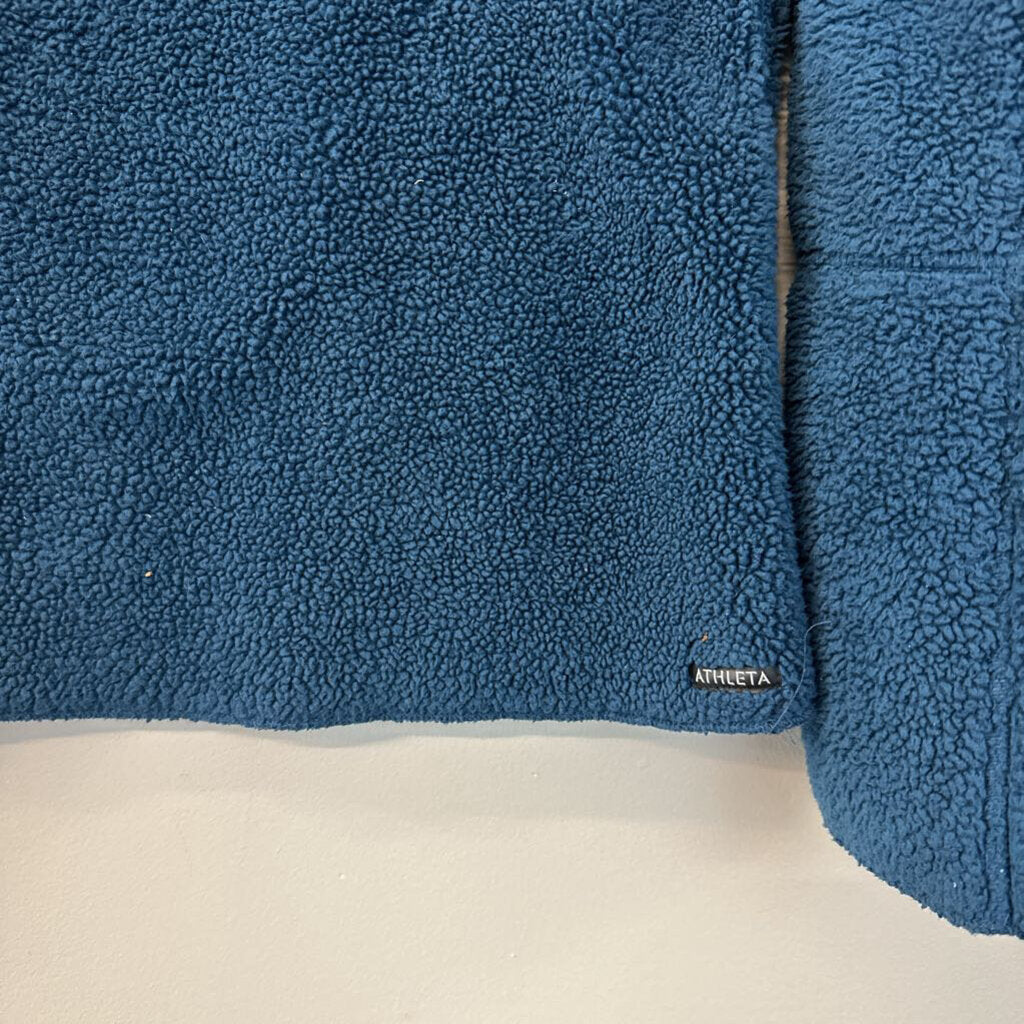 Athleta Blue Fuzzy Fleece Half Zip Pullover Small