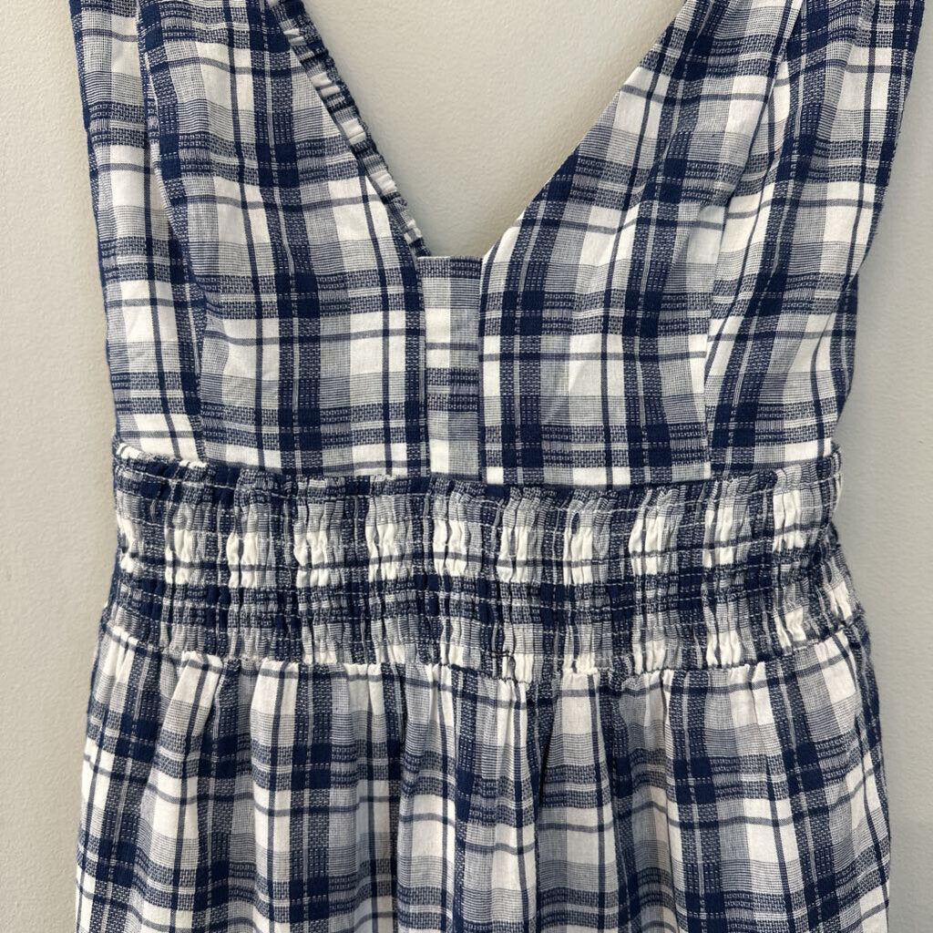 Lulus Navy/ White Plaid Midi Dress Medium