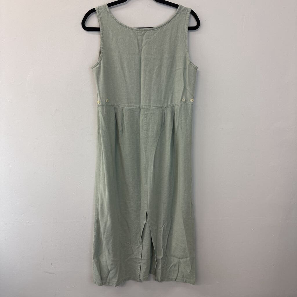 Vintage Sag Harbor Green Sleeveless Embroidered Top Midi Dress Medium