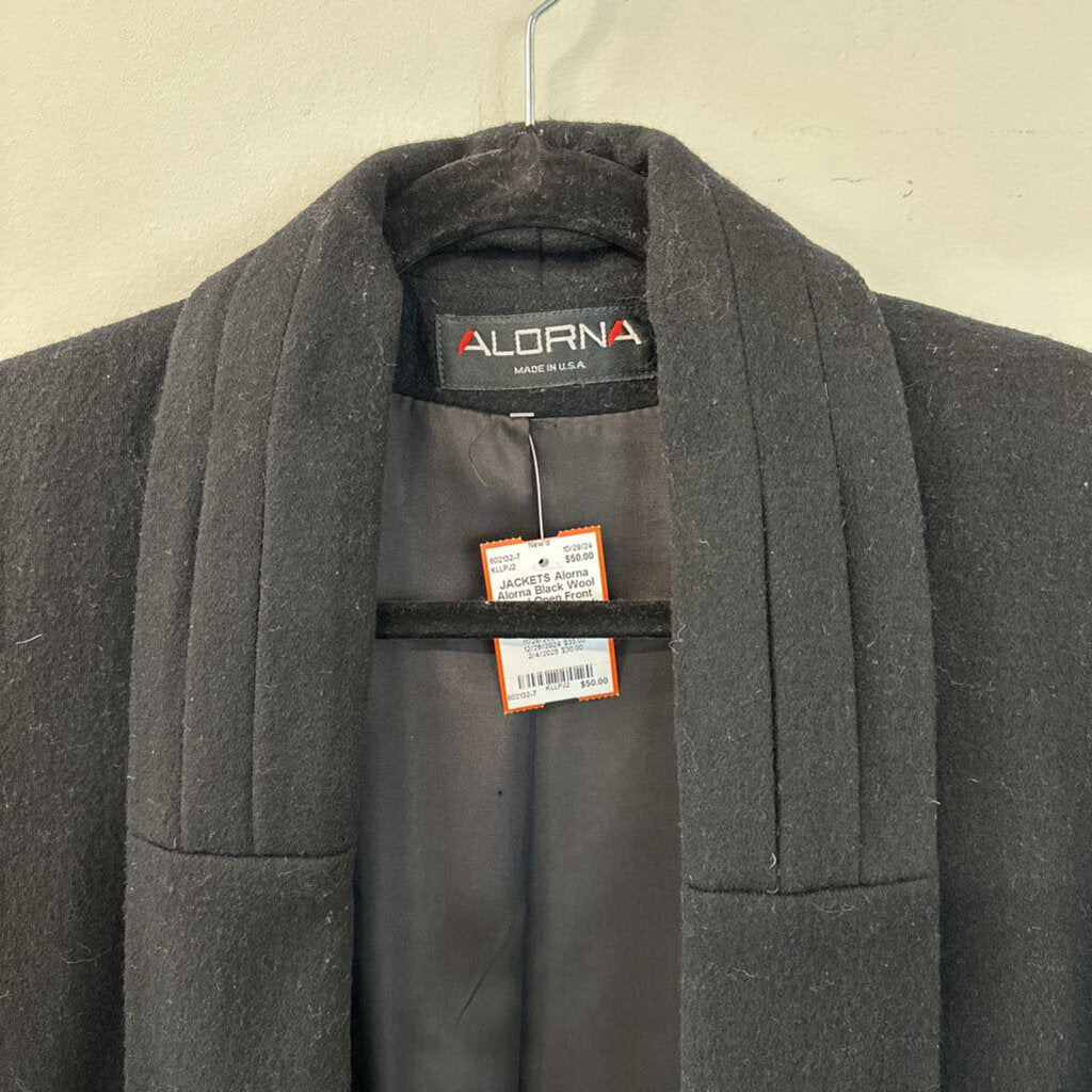 Alorna Black Wool Blend Open Front Jacket Large