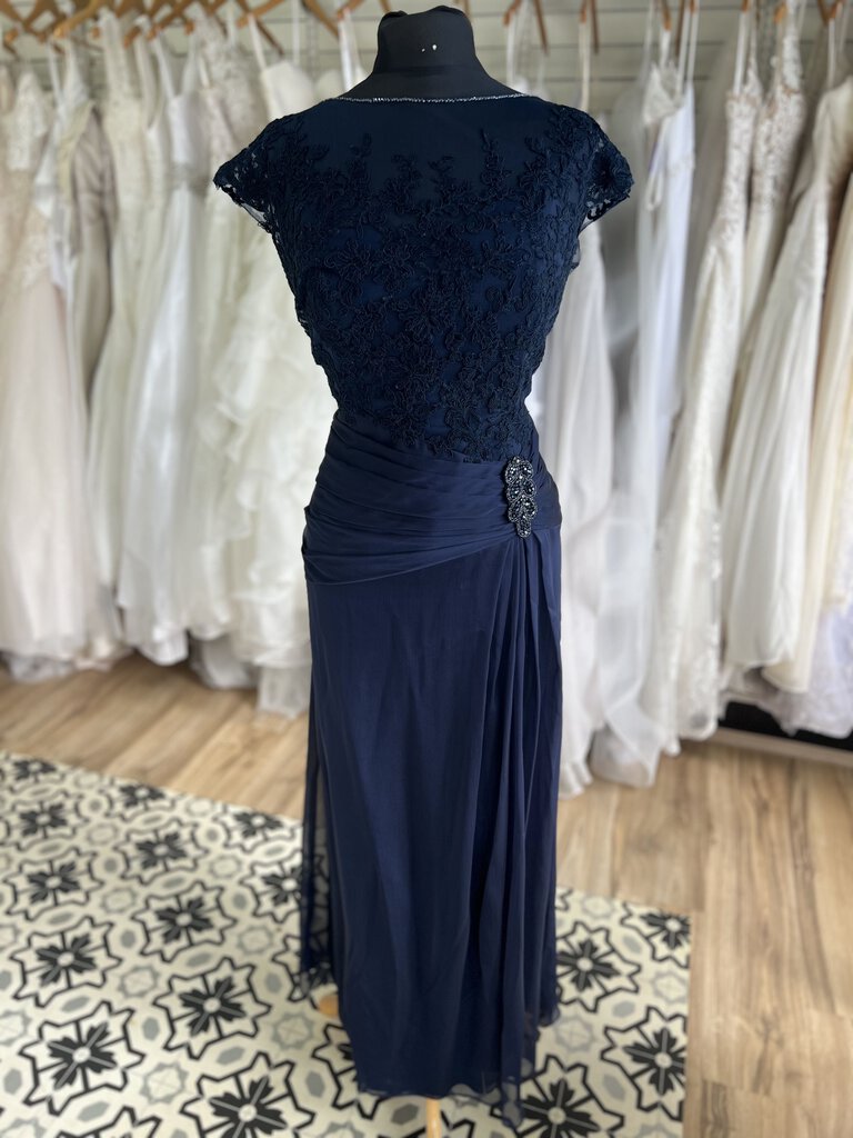 Jade by Jasmine Navy Lace Top Long Formal Dress 14