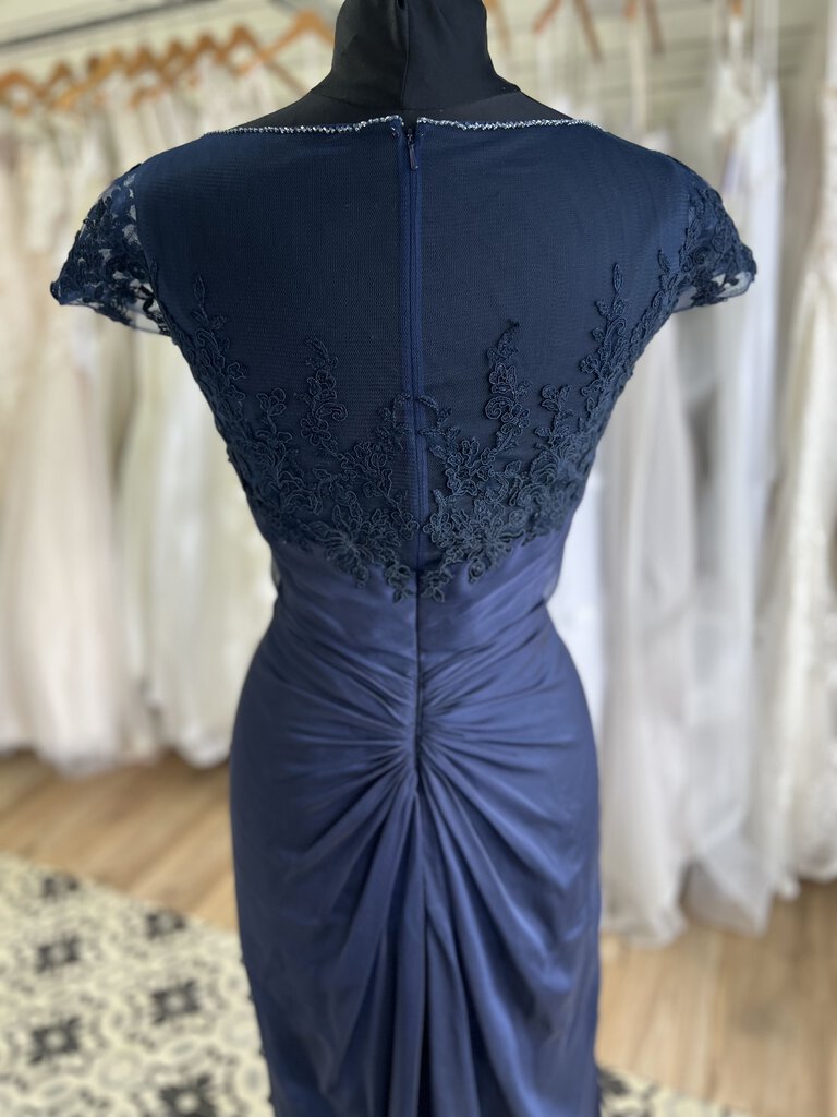 Jade by Jasmine Navy Lace Top Long Formal Dress 14