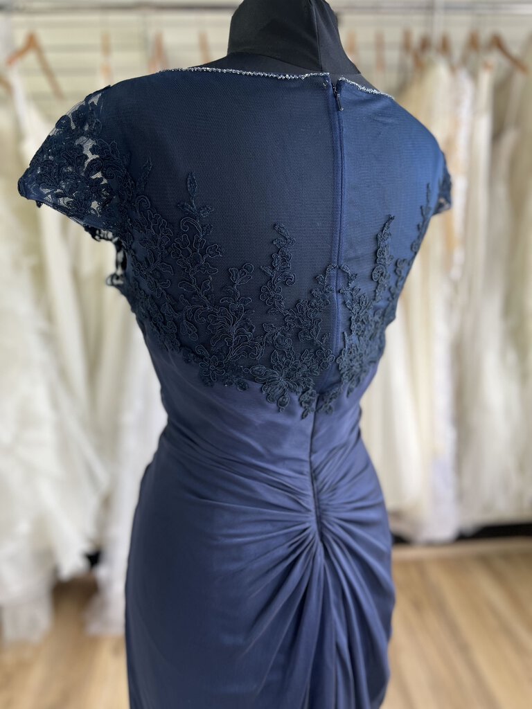 Jade by Jasmine Navy Lace Top Long Formal Dress 14