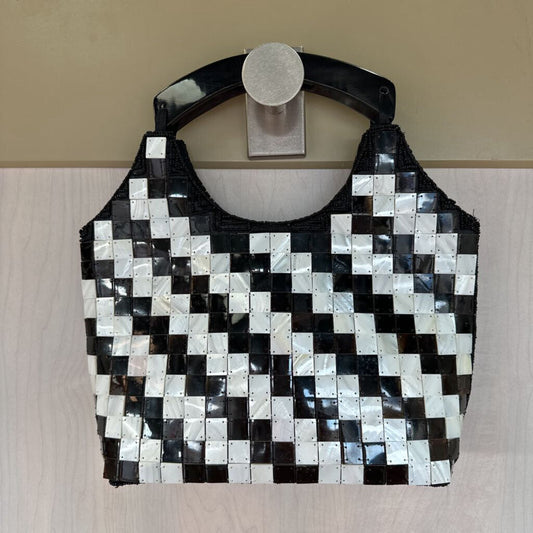 Mod Black/ White Square Beaded Purse