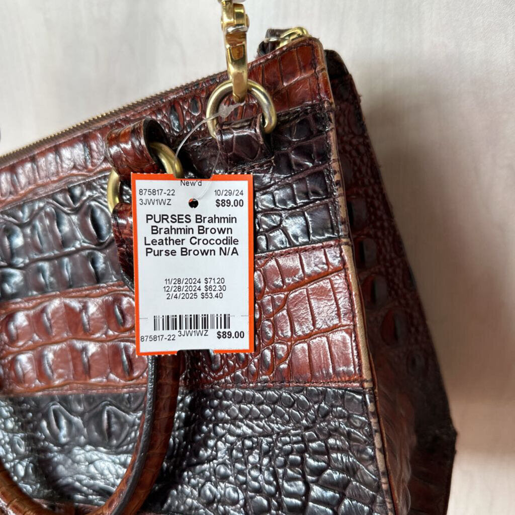 Brahmin Brown Leather Crocodile Purse