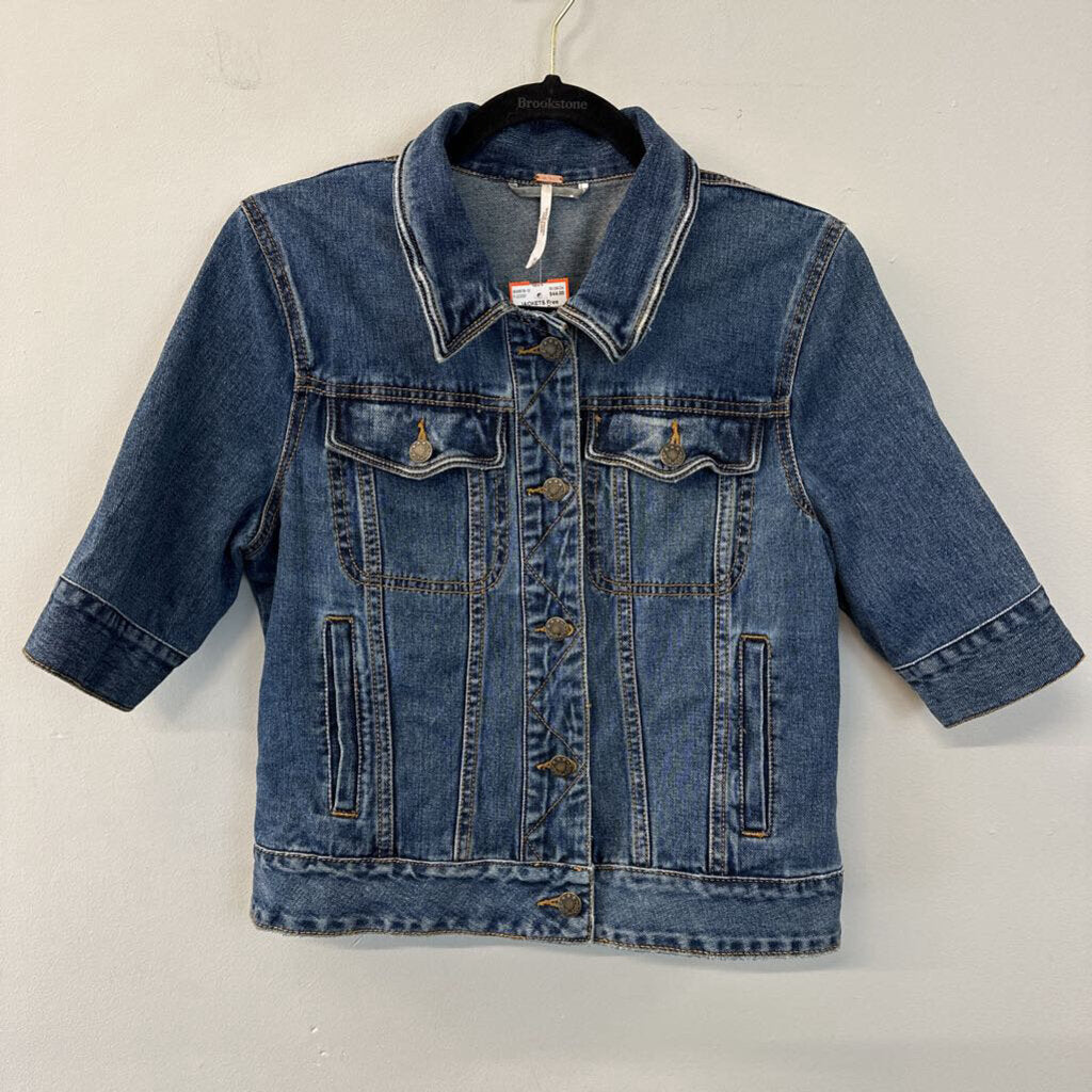 Free People Short Sleeve Denim Jacket Medium