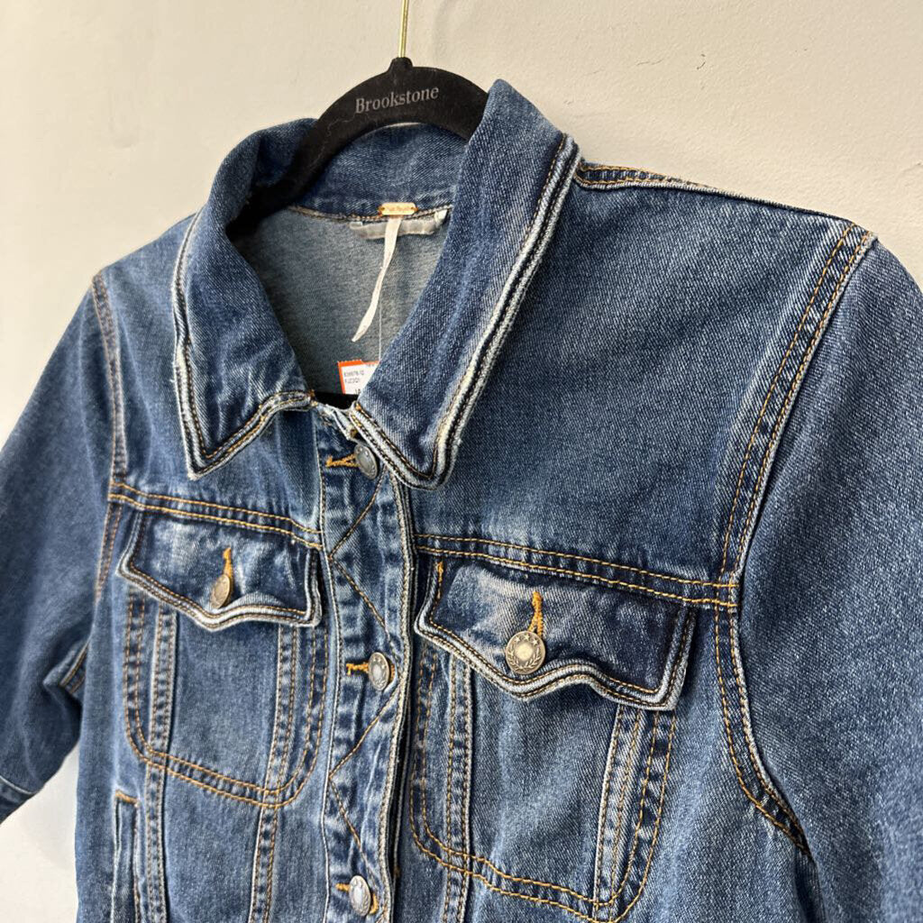 Free People Short Sleeve Denim Jacket Medium