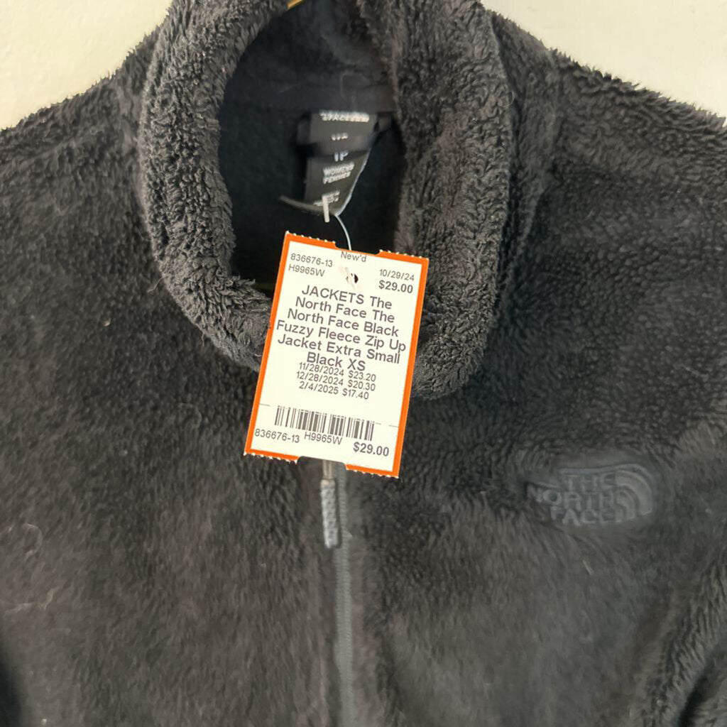 The North Face Black Fuzzy Fleece Zip Up Jacket Extra Small