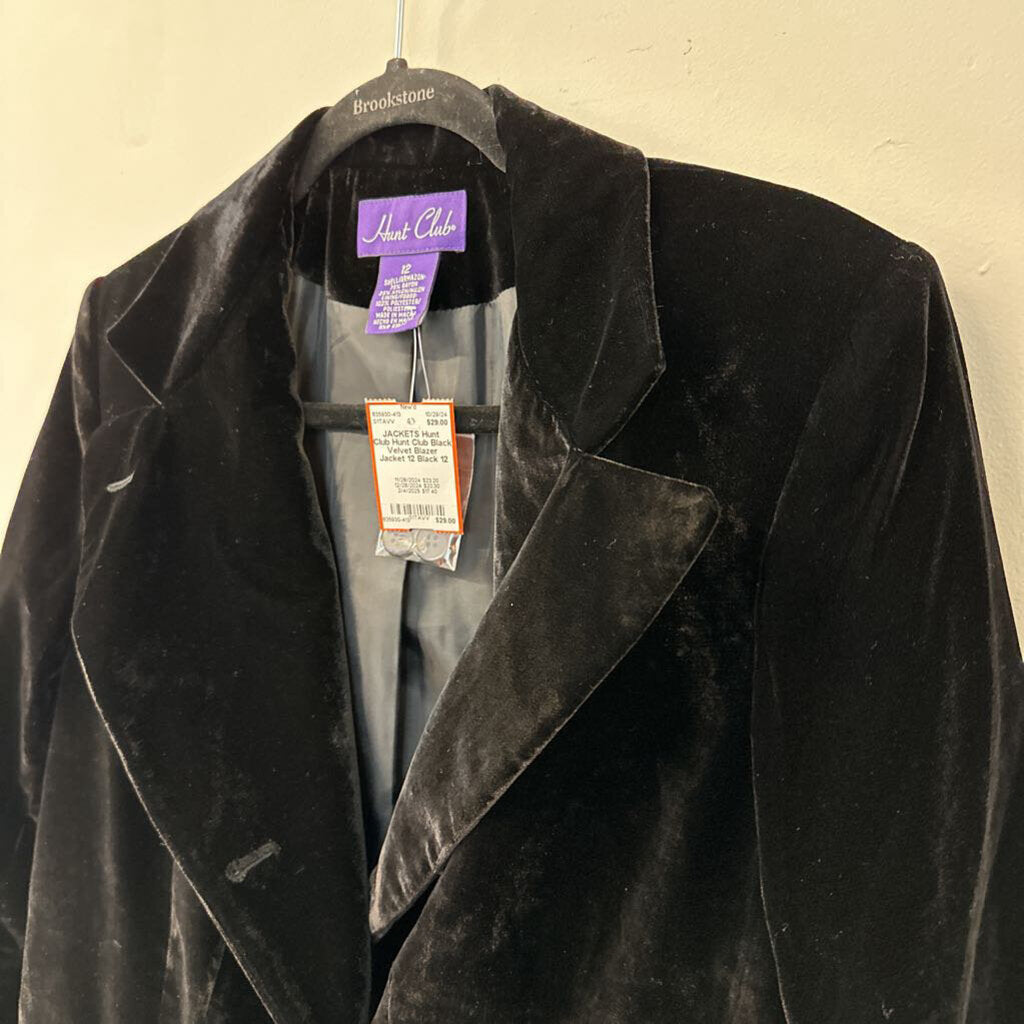 Hunt Club Black Velvet Blazer Jacket 12