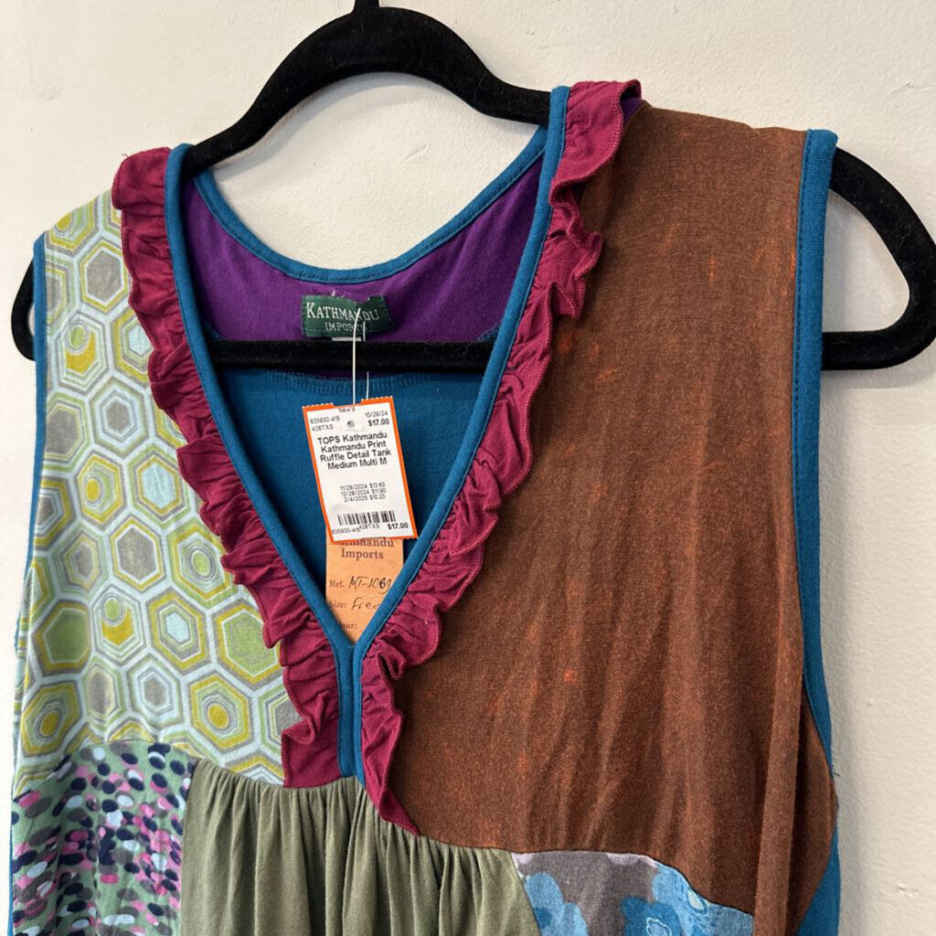 Kathmandu Print Ruffle Detail Tank Medium