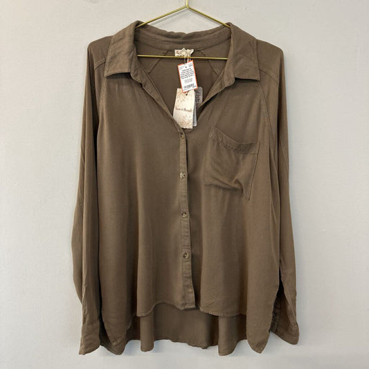 Hem and Thread Green Long Sleeve Button Down Top Large