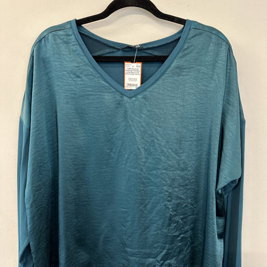 Charlie B Teal Silky Long Sleeve Top Extra Large