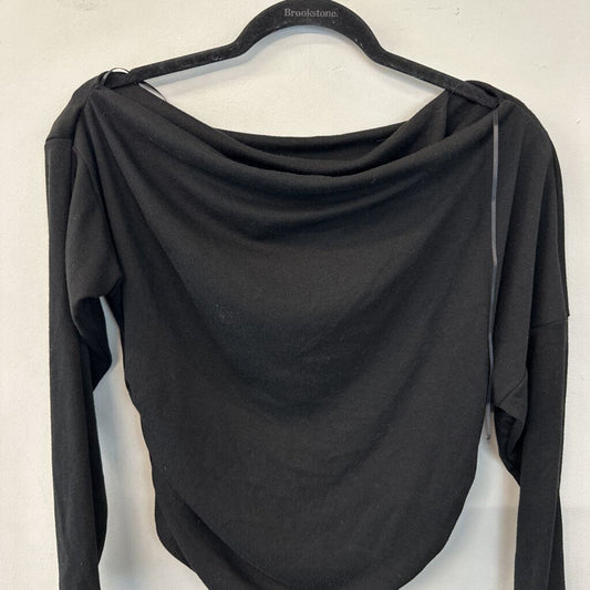 Lush Black Slouchy Neck Line Long Sleeve Top Extra Large