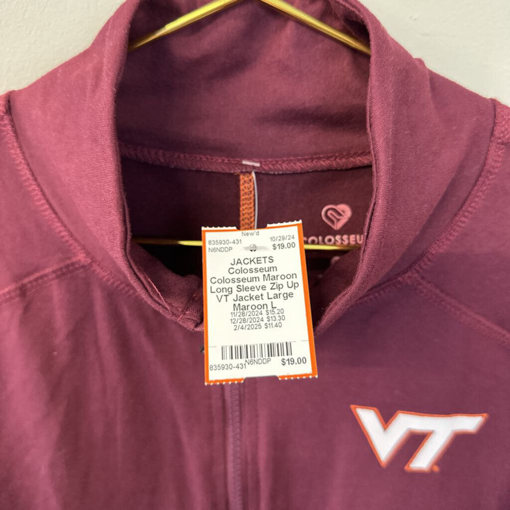 Colosseum Maroon Long Sleeve Zip Up VT Jacket Large