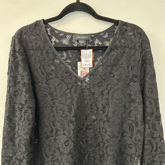 Karen Kane Black Lace Long Sleeve Top Extra Large