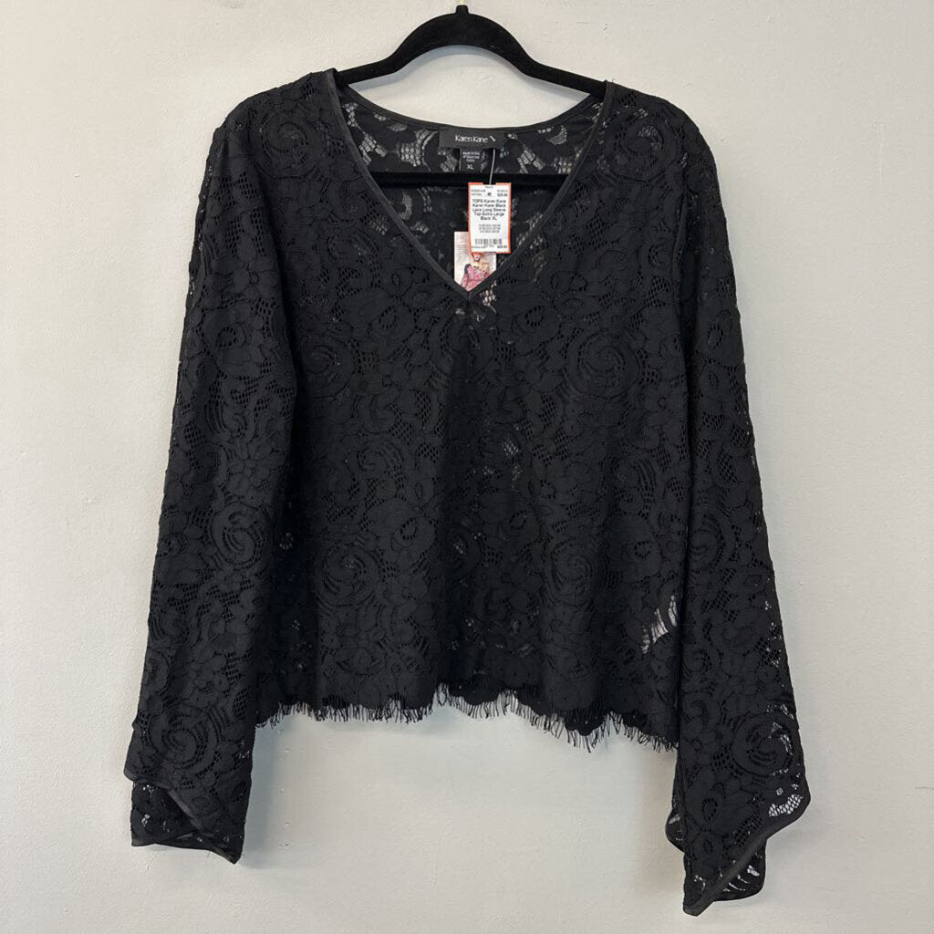 Karen Kane Black Lace Long Sleeve Top Extra Large