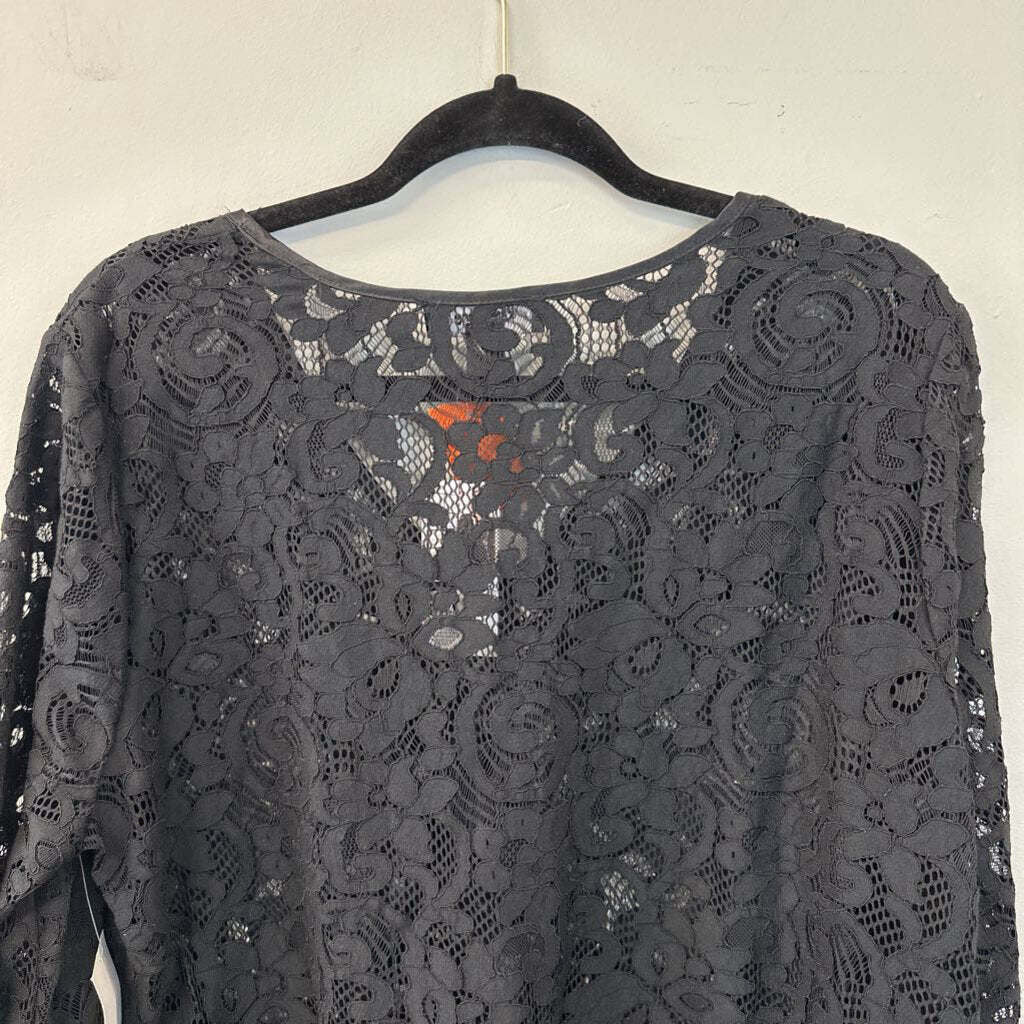 Karen Kane Black Lace Long Sleeve Top Extra Large