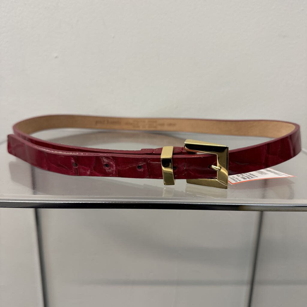 Paul Harris Maroon Print Leather Belt Large