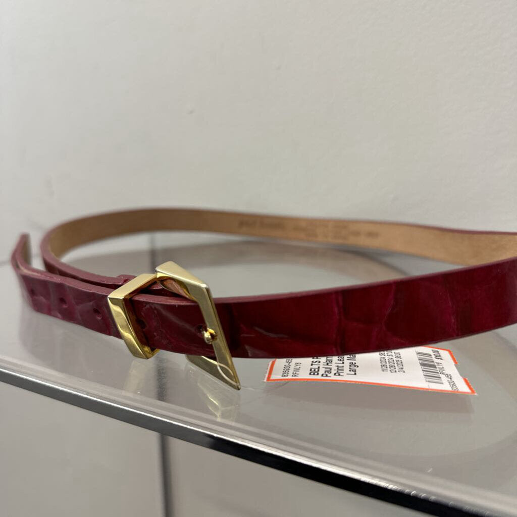 Paul Harris Maroon Print Leather Belt Large