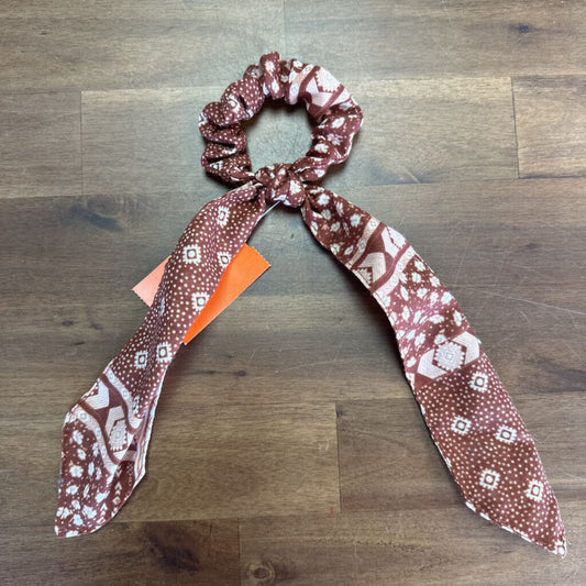 Brown/ Cream Print Hair Scarf Scrunchie